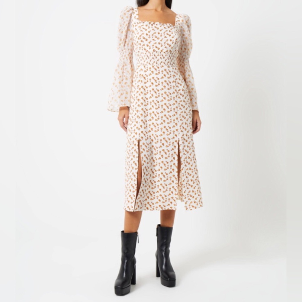 FRENCH CONNECTION Francine Floral Drape MIDI Dress Size S